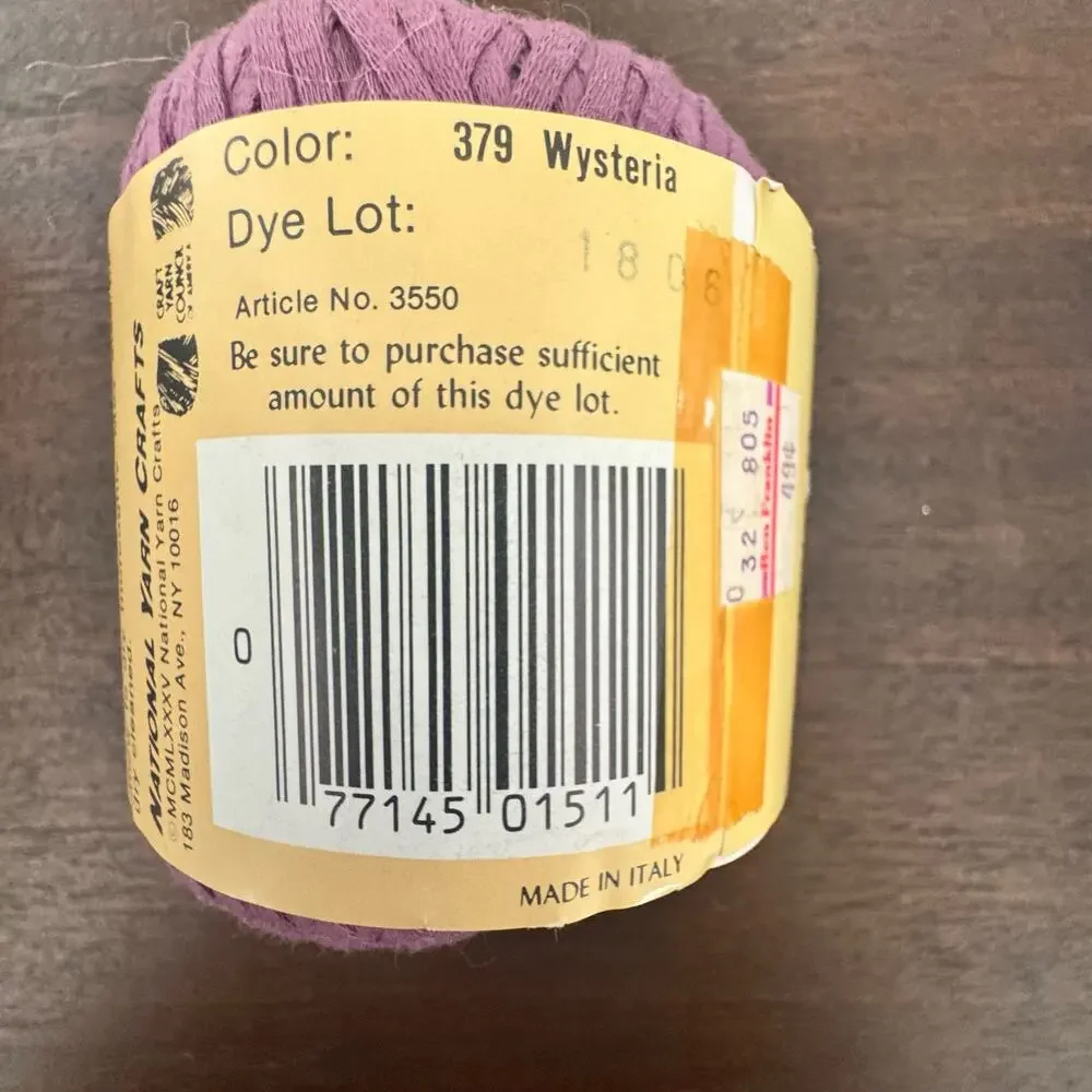 VTG Craft Yarn 1985 3 Rolls Purple 2 Blue Mothproof Made Italy 50 Grams Cotton